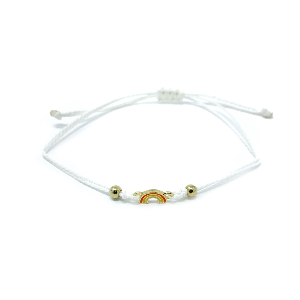 White Rainbow Charm Single String Bracelet 