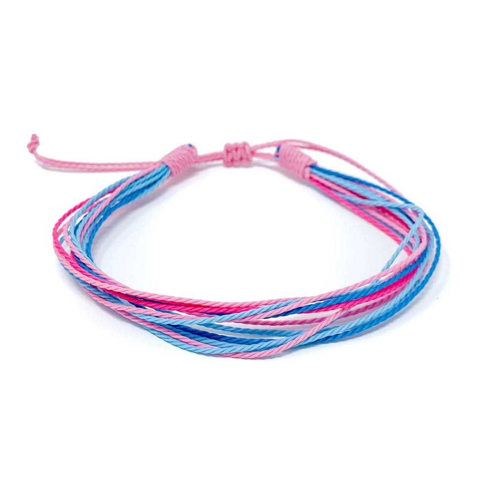 pink blue strings bracelet