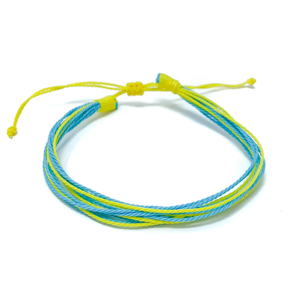 blue yellow string bracelet