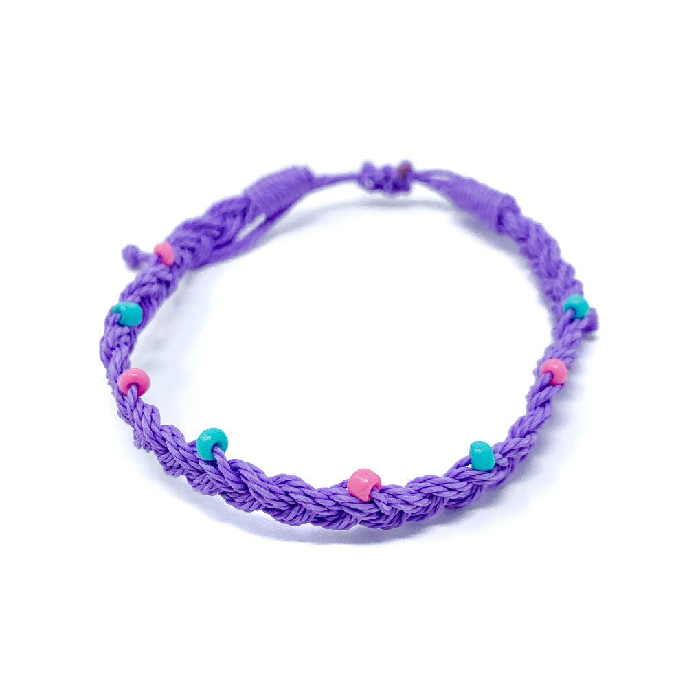 Purple Beaded Braid Single Bracelet