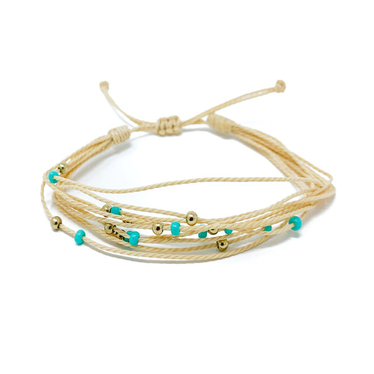 Tan Beaded String Bracelet