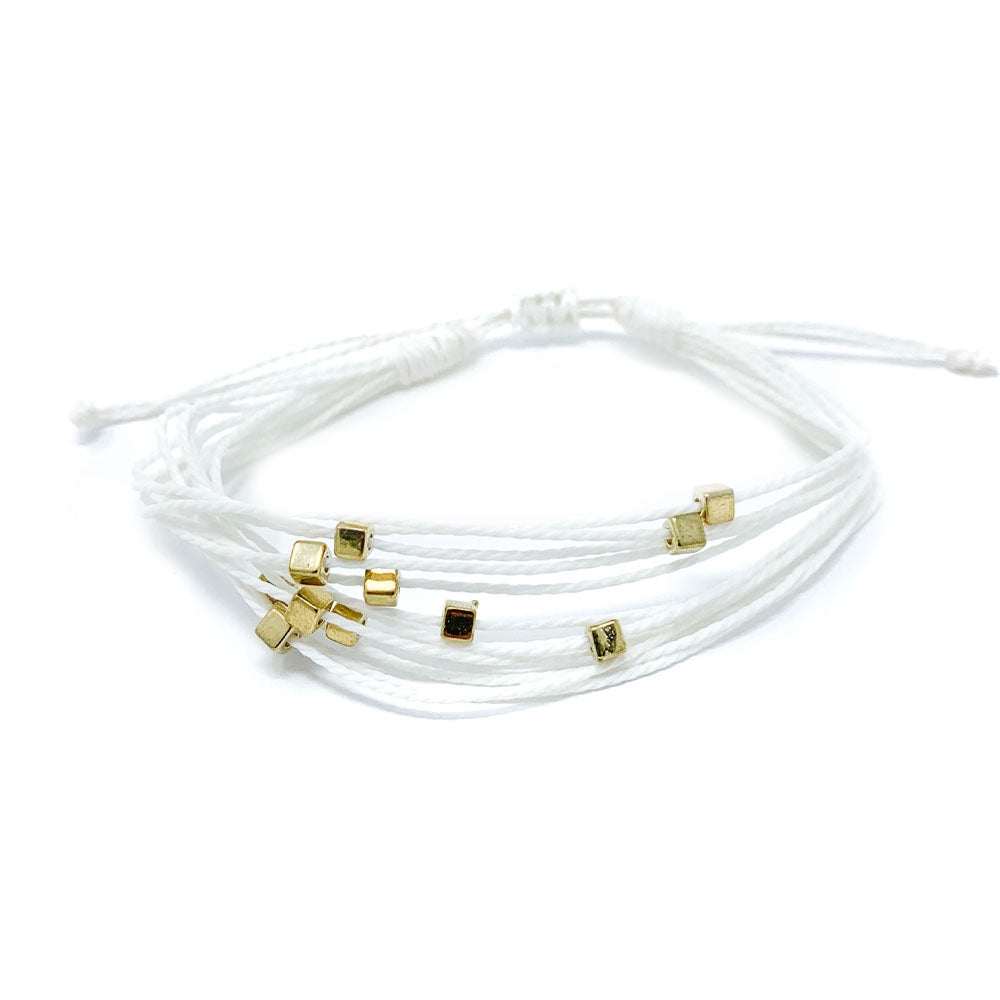 White Beaded String Bracelet