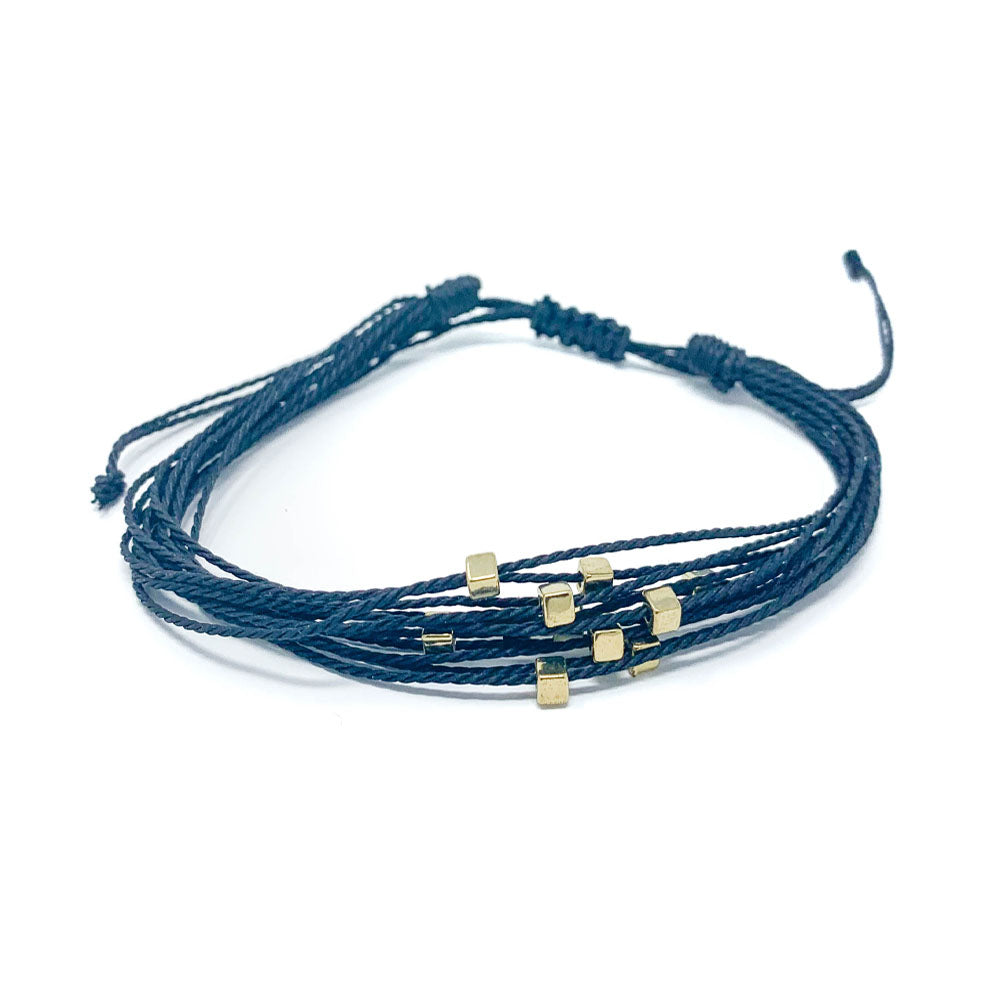 Navy Gold Beaded String Bracelet
