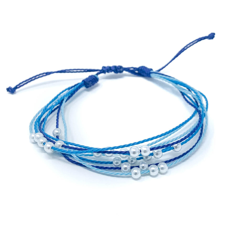 Blue Pearl Beaded String Bracelet