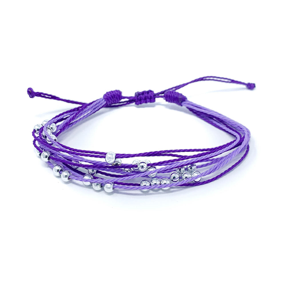 Purple Beaded String Bracelet