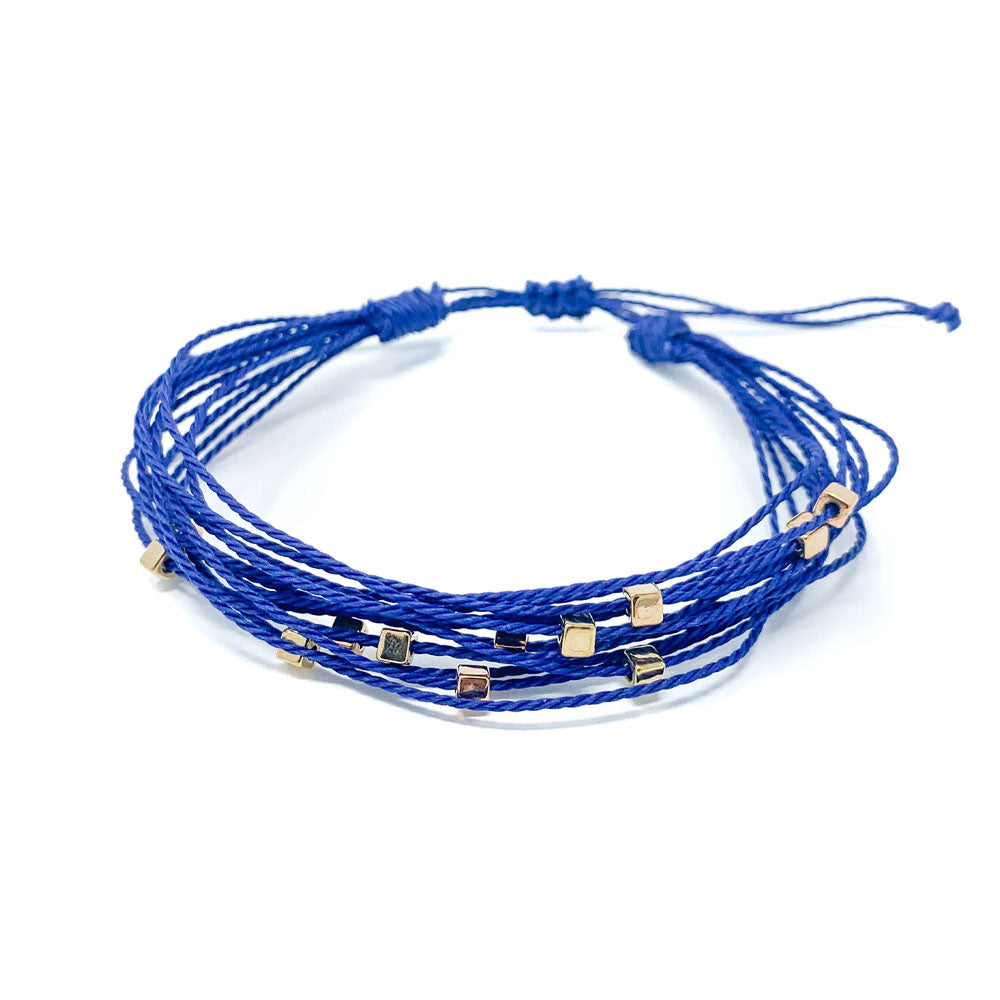 Royal Blue Beaded String Bracelet
