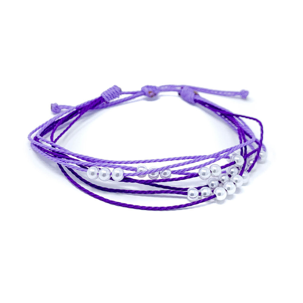 Purple Pearl Beaded String Bracelet