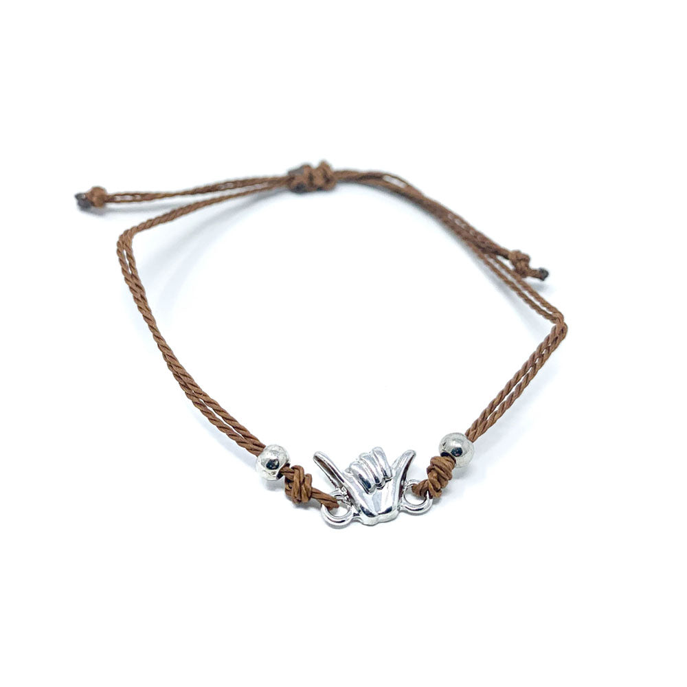 Brown Shaka Charm String Bracelet