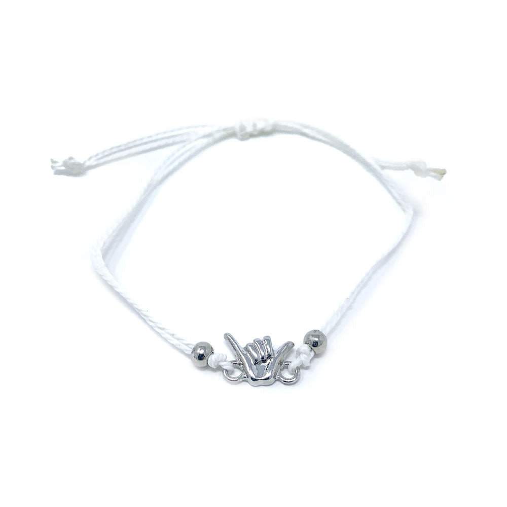 White Shaka Charm String Bracelet