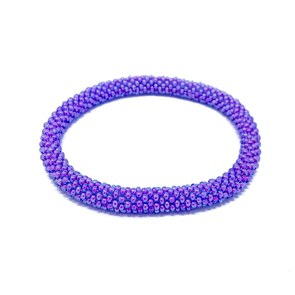 Purple Beaded Roll On Bracelet