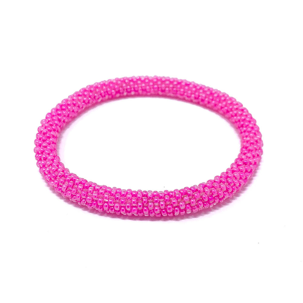Pink Beaded Roll On Bracelet