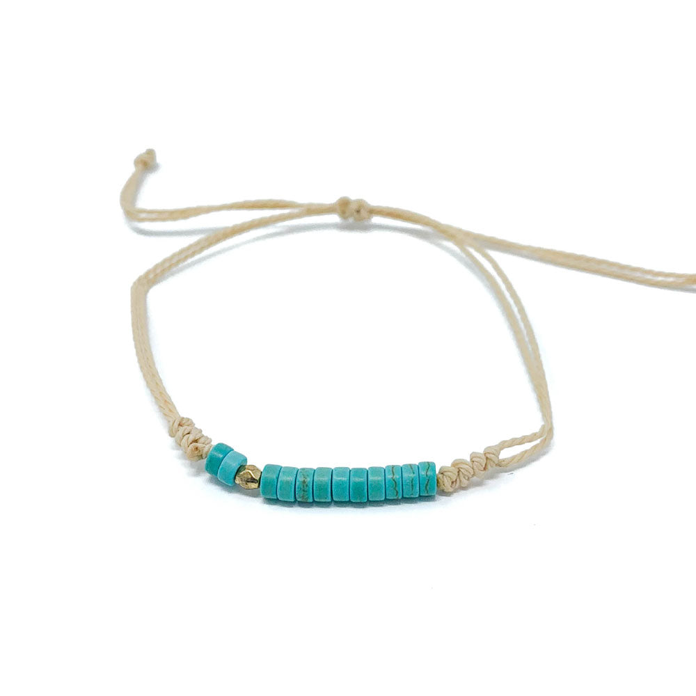 Turquoise Beaded String Beach Bracelet