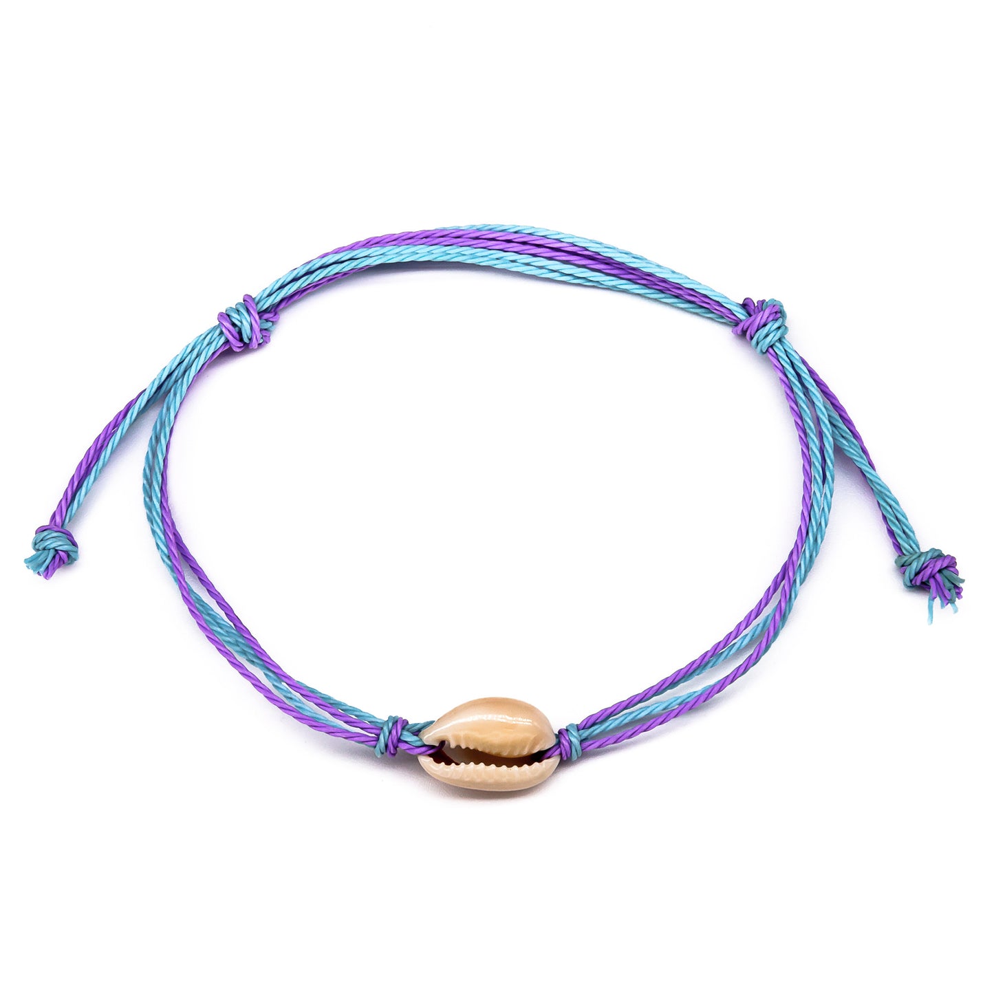 purple blue beach style single cowrie string bracelet