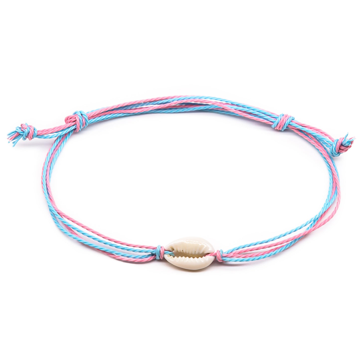 pink blue beach style single cowrie string bracelet
