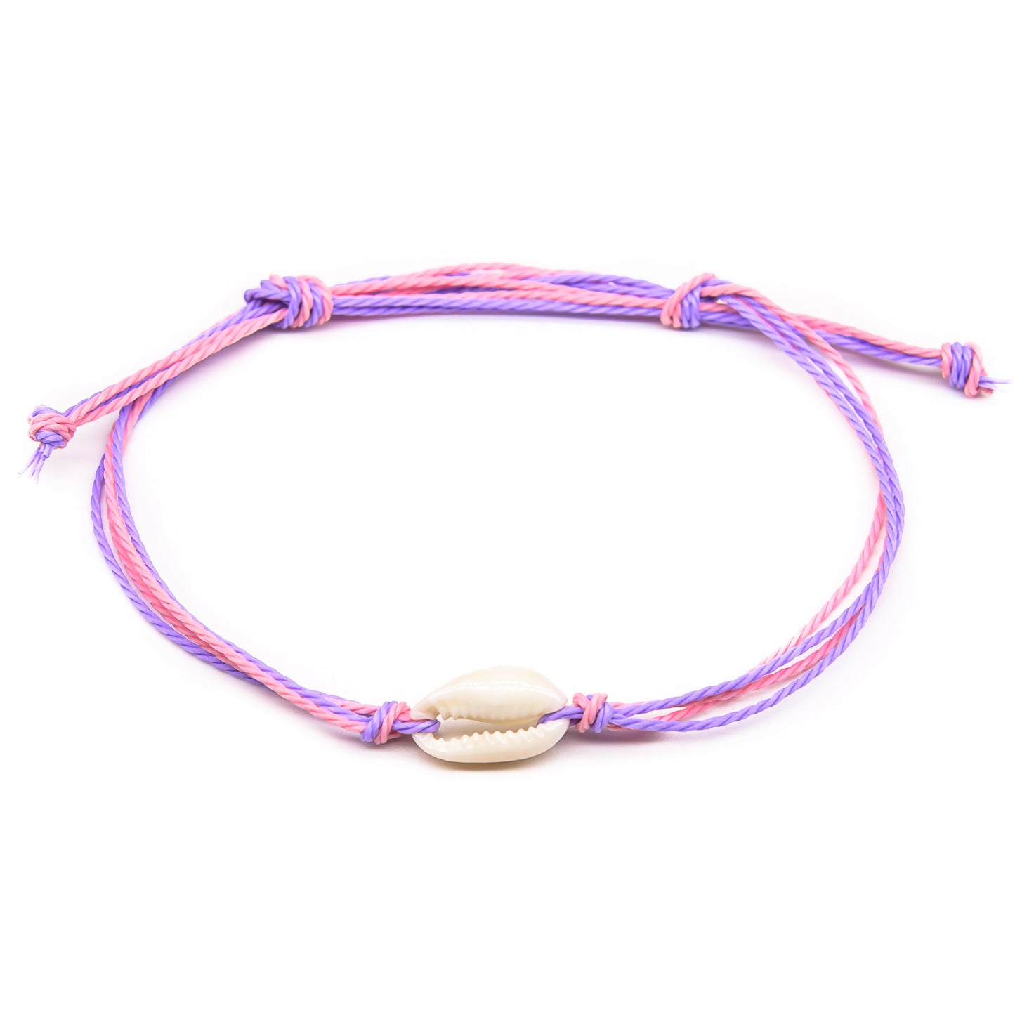 pink purple beach style single cowrie string bracelet