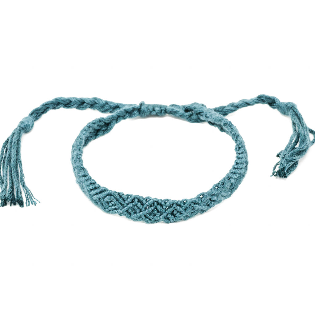 steel blue braided hippie bracelet