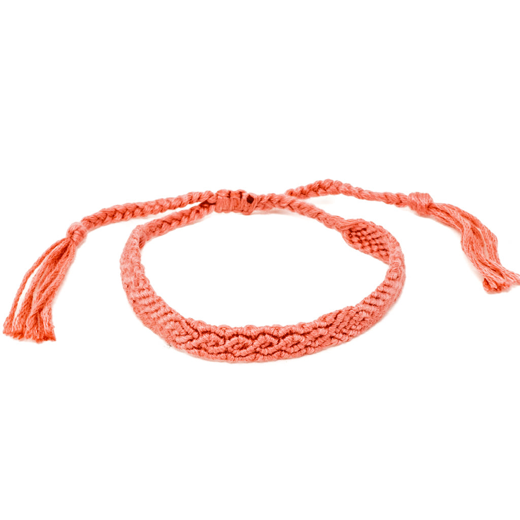 coral braided hippie boho bracelet