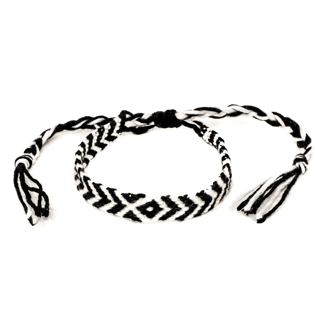 black and white braided colorful diamond woven bracelets