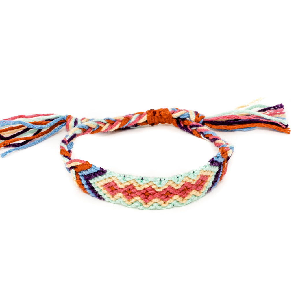 colorful diamond pattern woven braided bracelet