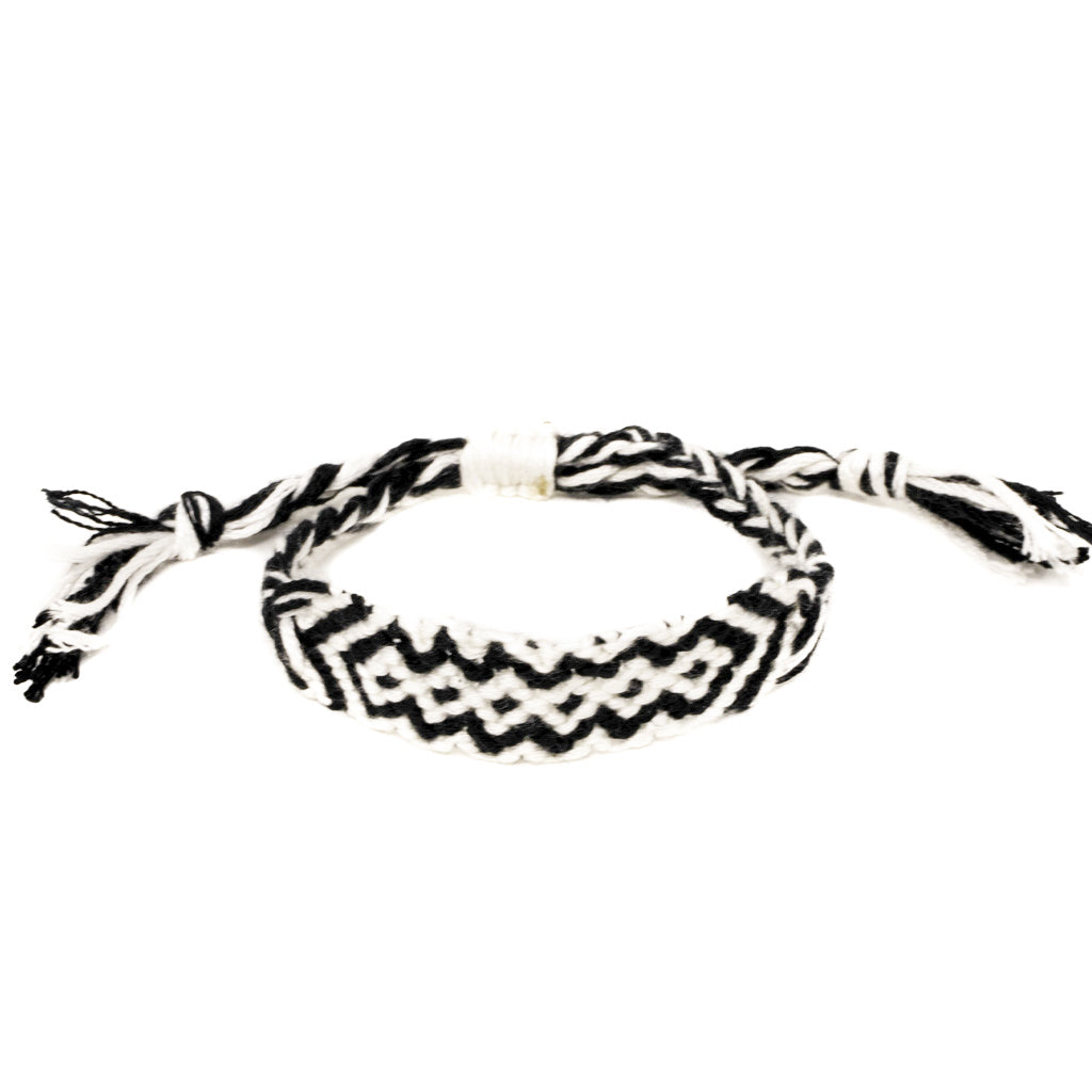 black and white woven braided hippie bracelet