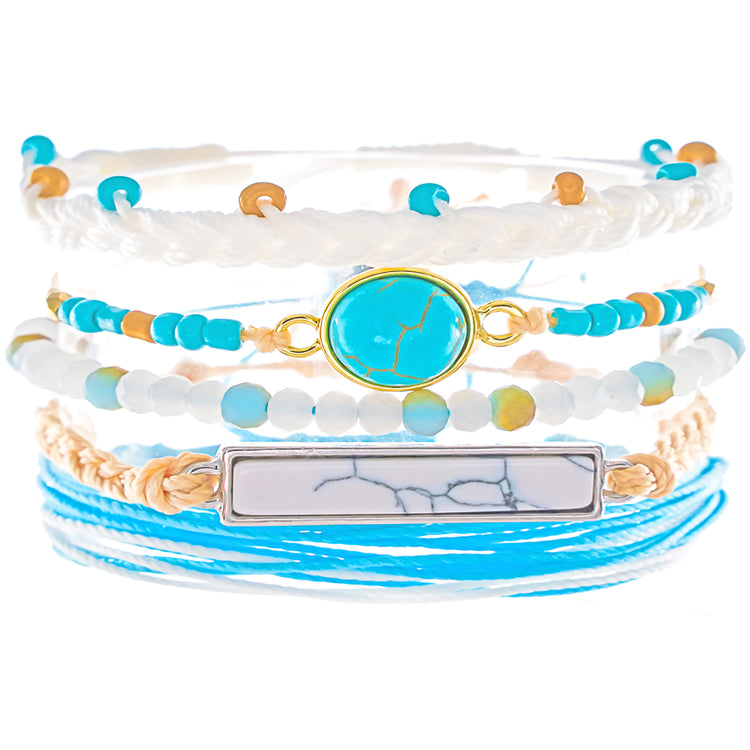 ocean themed dainty charm girls string bracelet style stack pack