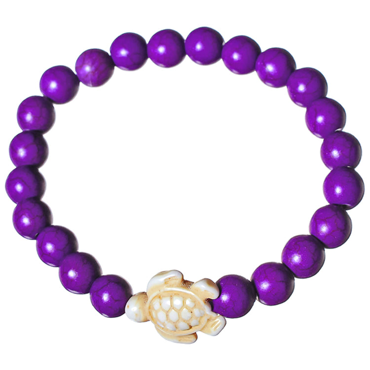 sea turtle purple beaded bracelet