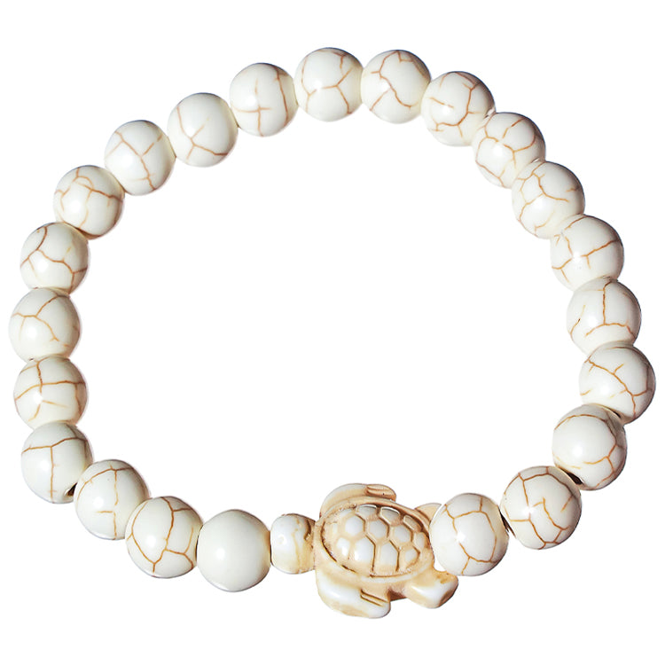 sea turtle white turquoise beaded bracelet