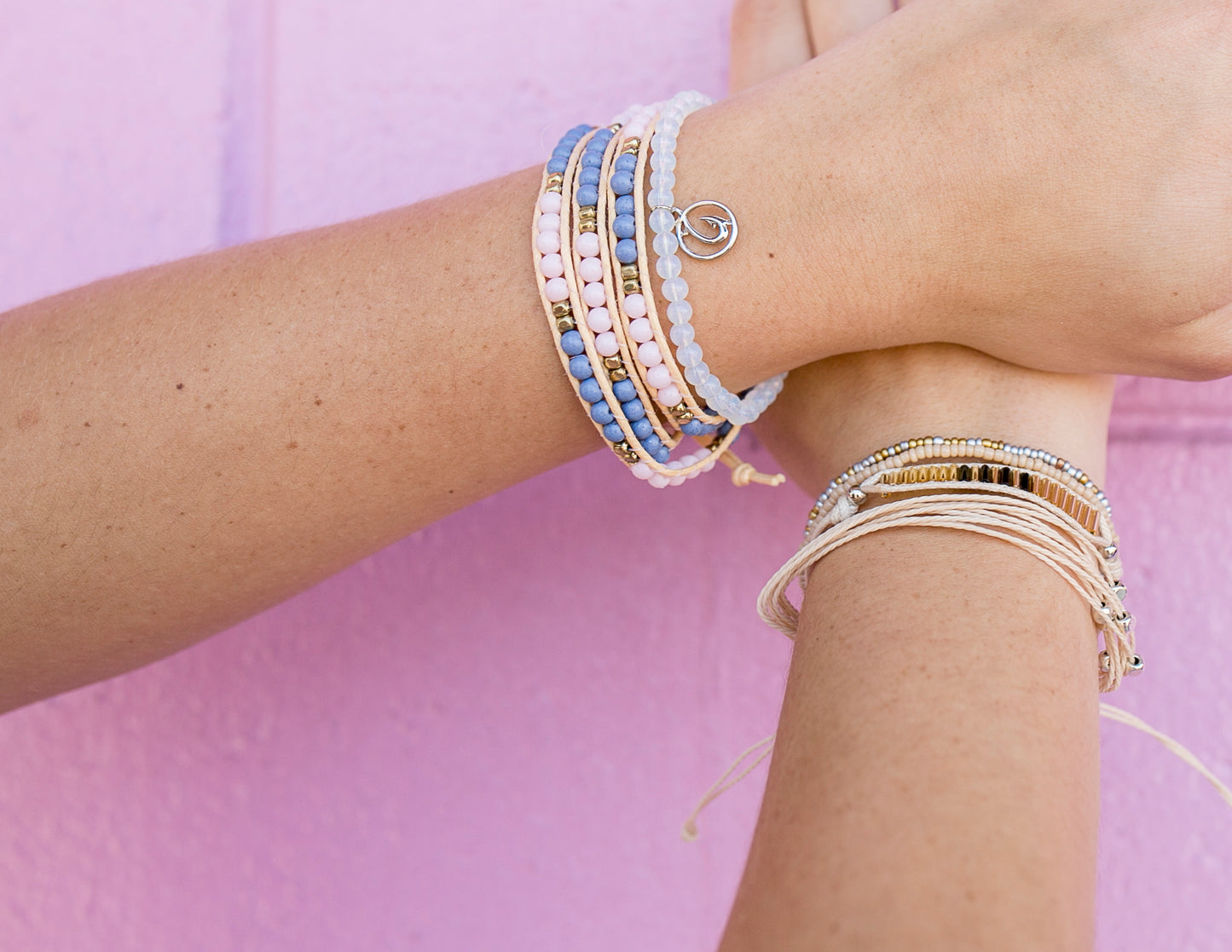 charming shark fields boho style bracelet stack