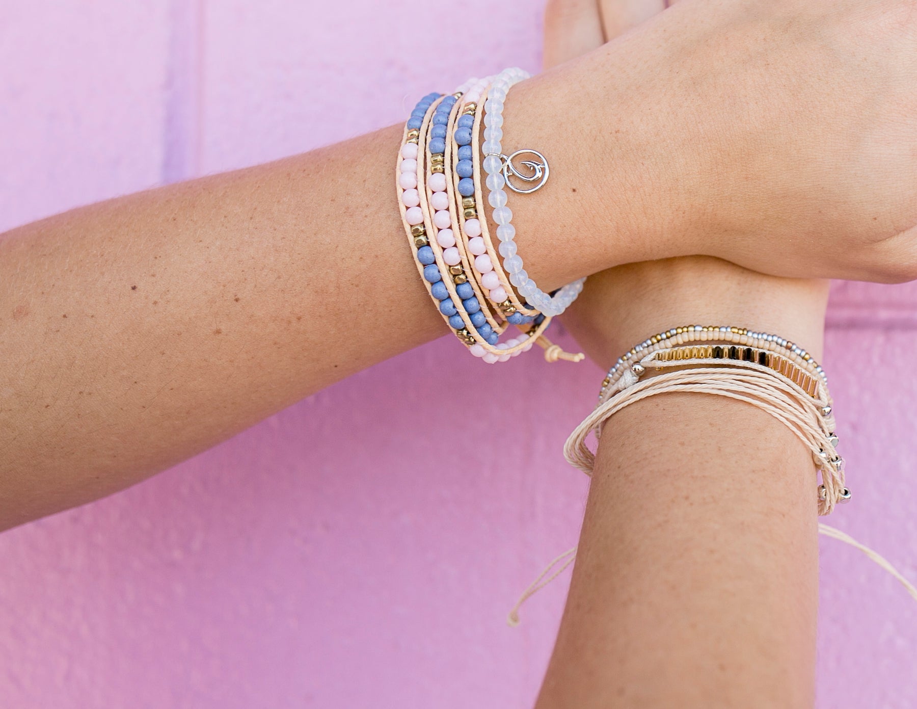 charming shark fields boho style bracelet stack